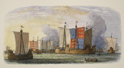 Sluysの戦い、1340、イングランドのクロニクル紀元前55からAD 1485、パブ。ロンドン、1863 作： James William Edmund Doyle